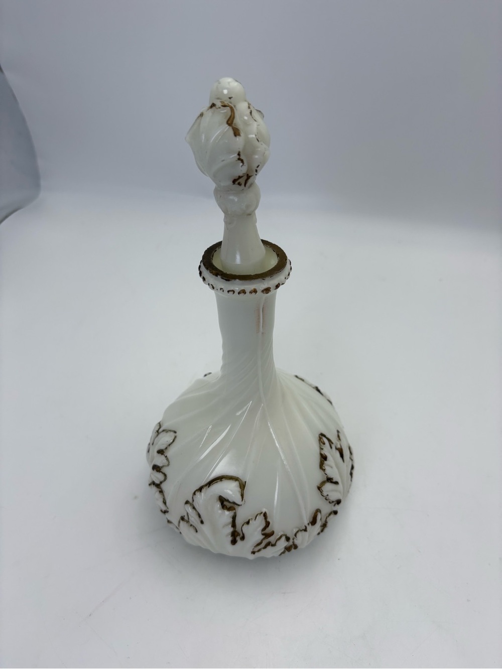 Antique Milk Glass Apothecary Vanity Bottle